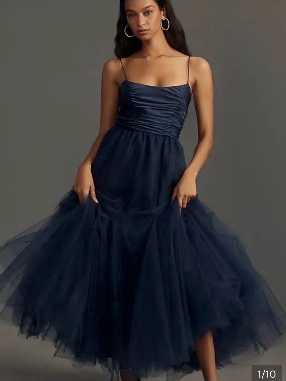 Hutch Blue Tulle Toni Barre Tiered Maxi Gown | 10